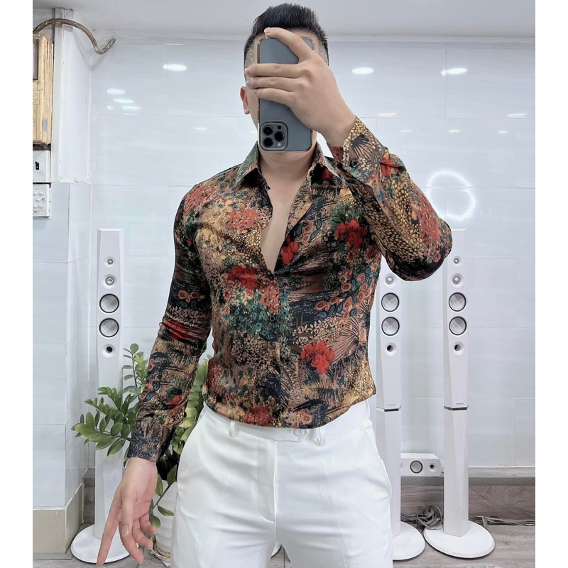 Sơmi Luxury Hoạ Tiết Hoa Lá