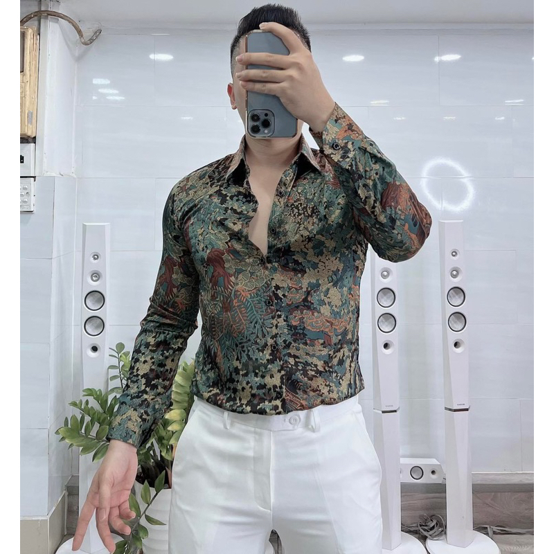 Sơmi Luxury Hoạ Tiết Hoa Lá