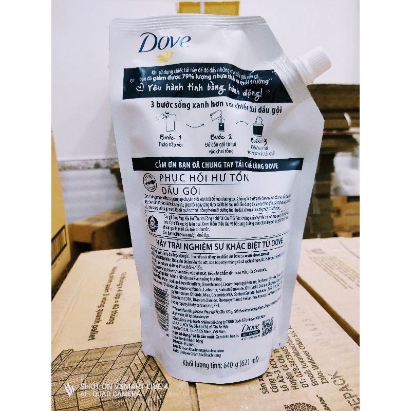 Dầu gội đầu dove túi 640g.