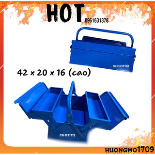 Thùng sắt đựng đồ nghề sửa chữa 5 ngăn , 3 tầng , hộp sắt xanh nhỡ, Hộp đựng đồ nghề sắt xanh 3 kích cỡ