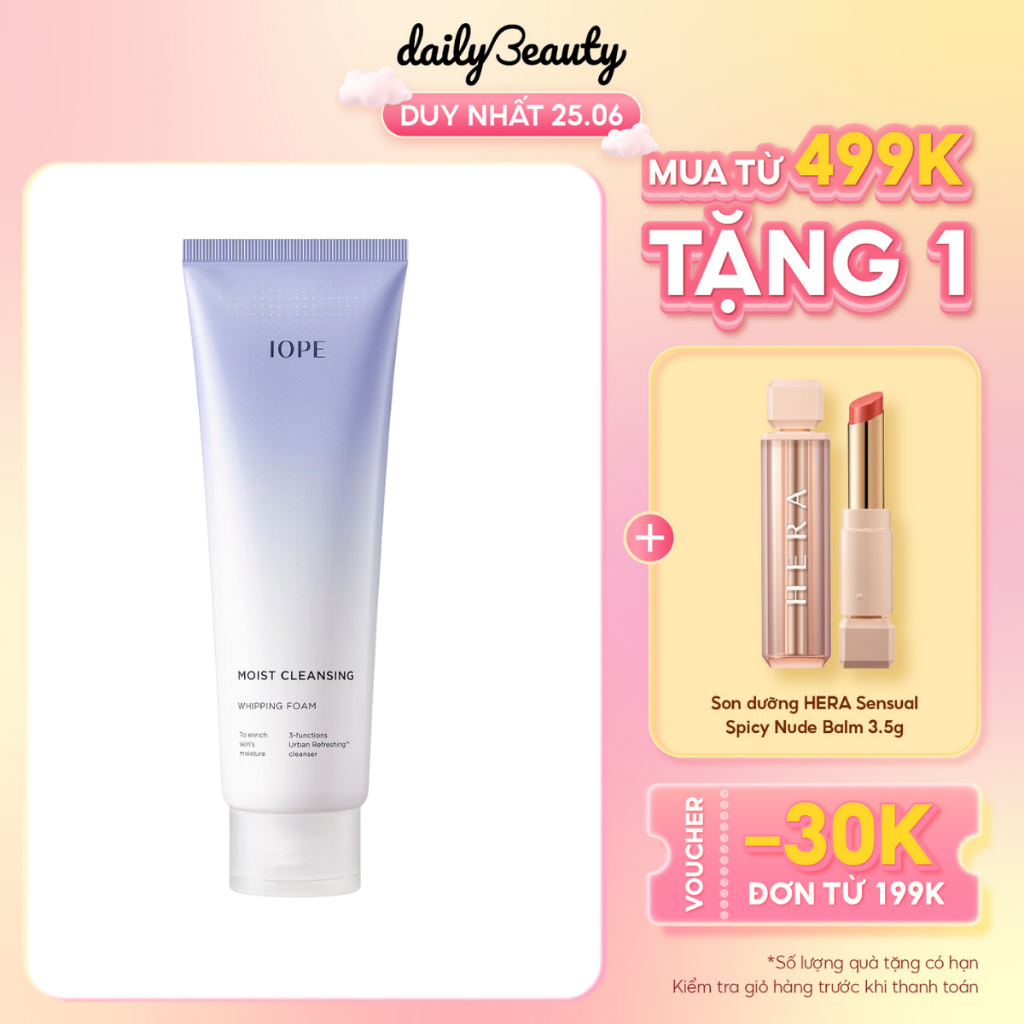 Sữa rửa mặt dưỡng ẩm IOPE Moist Cleansing Whipping Foam 180ml Daily Beauty Official