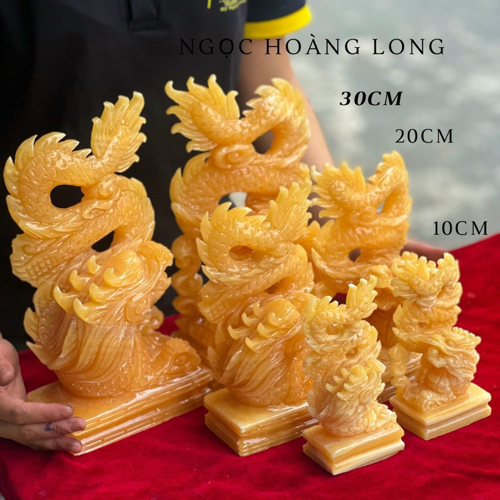 Song long phun châu , cặp rồng đá phong thủy đá ngọc hoàng long & Onyx Xanh - 15cm & 20cm & 30cm