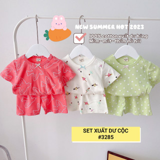 - set 3 bộ cộc tay cotton hàn cho bé gái