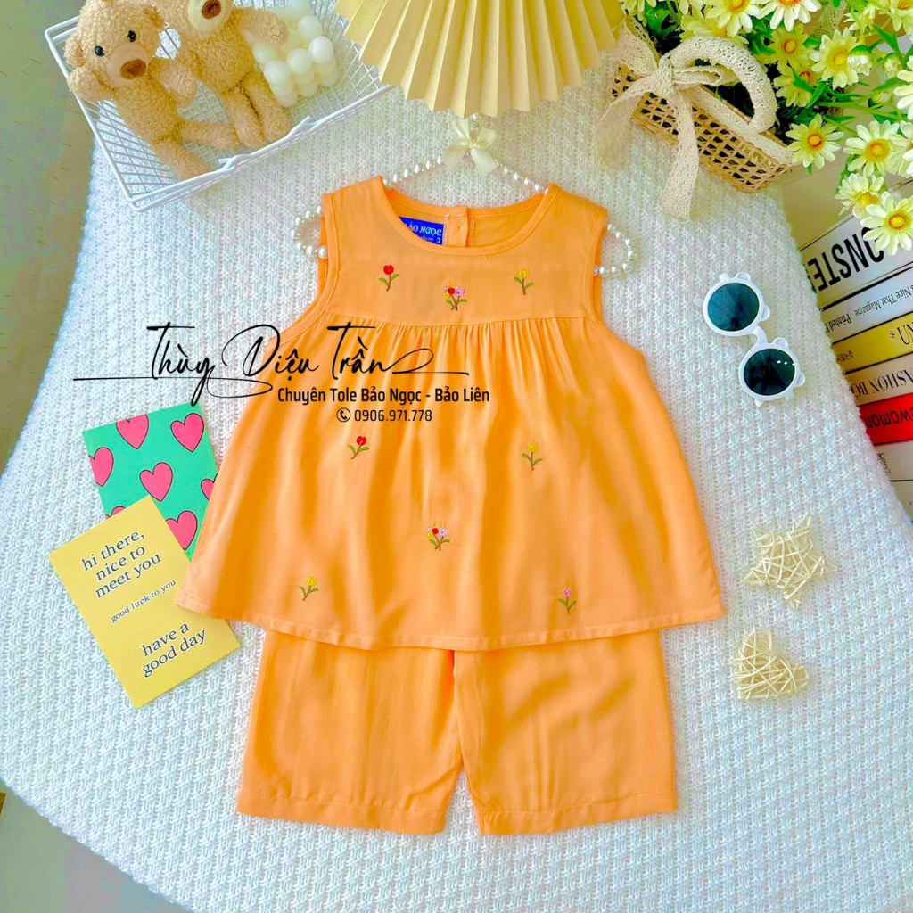 Bộ lửng Bảo Ngọc từ 7-23kg cho bé gái, chất liệu Tole/Lanh Việt Thắng