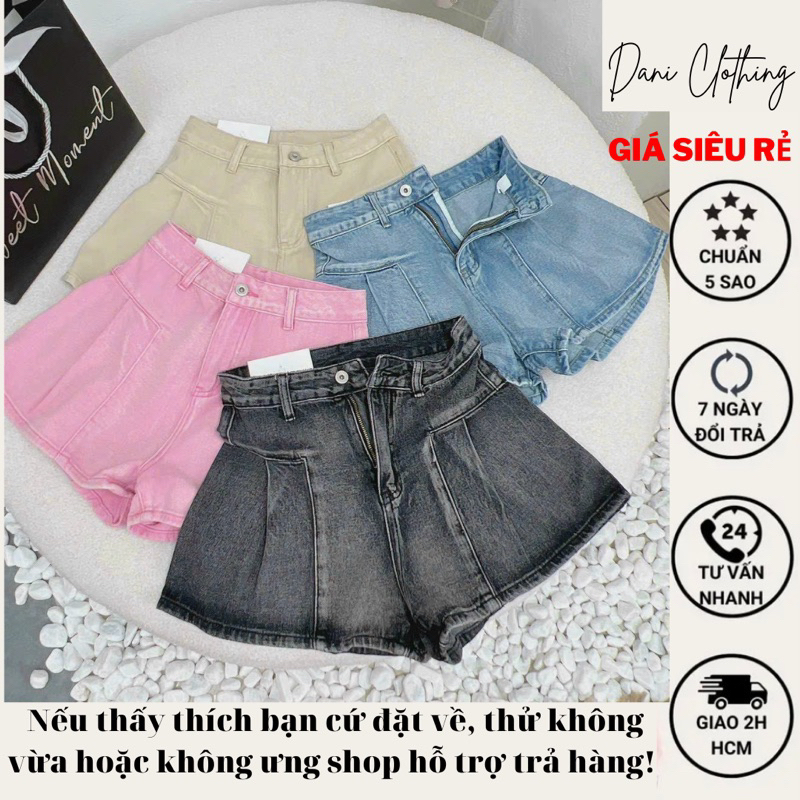 QUẦN SHORT ĐÙI JEAN LƯNG CAO ỐNG LOE - R0L