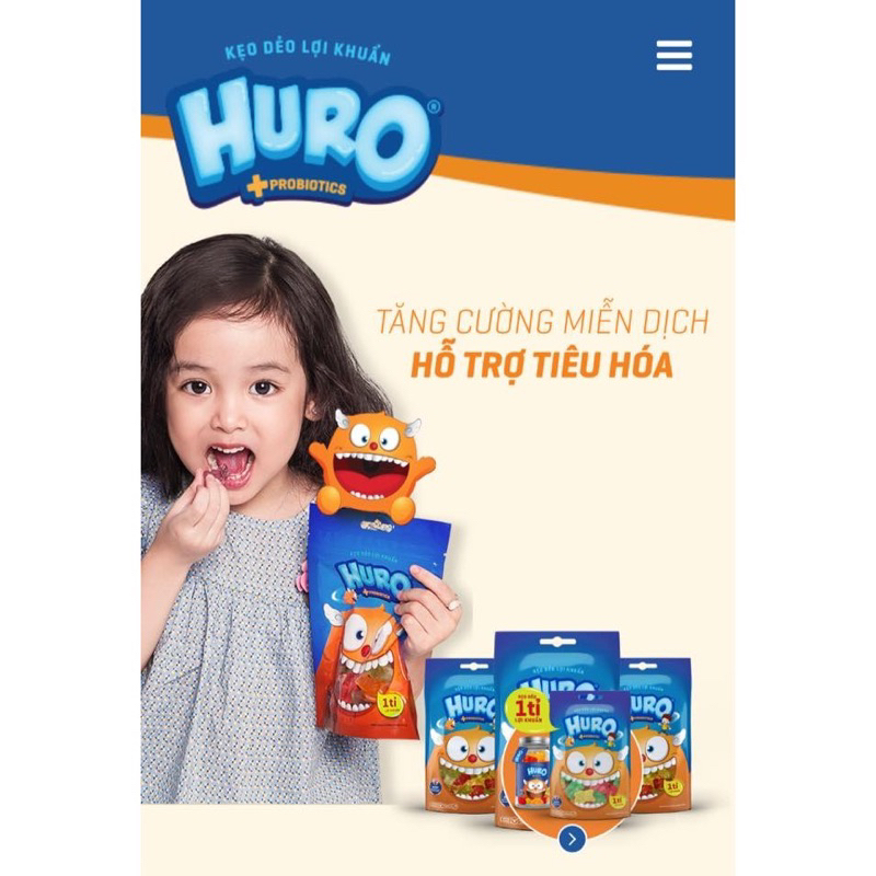 Kẹo dẻo lợi khuẩn Huro gói 105g