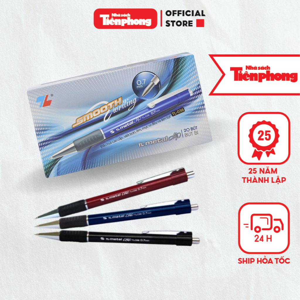 Bút bi Thiên Long chính hãng nhà sách Tiền Phong bút bi gel cao cấp màu xanh TL-036.