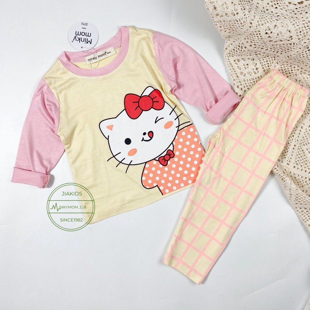 Bộ MINKY MOM Bé Trai Bé Gái 8-27kg Đồ Bộ Dài Tay Thu Đông Vải Thun Lạnh Thoáng Mát Hình Động Vật Cho Bé 0-5 Tuổi