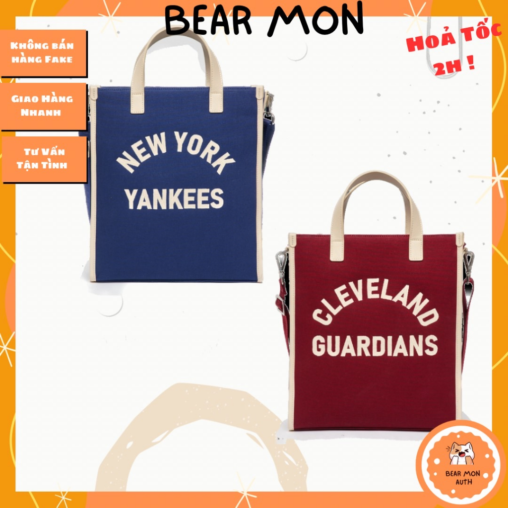 Túi Tote mlb Basic Varsity Tote Bag Cleveland Indians 7Acrbv13N túi tote vải màu xanh và đỏ chữ cleveland chữ new york