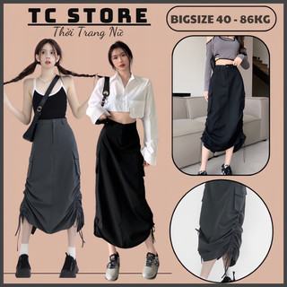Chân váy kaki giấy dáng dài túi hộp rút dây bigsize 802_tcstore98