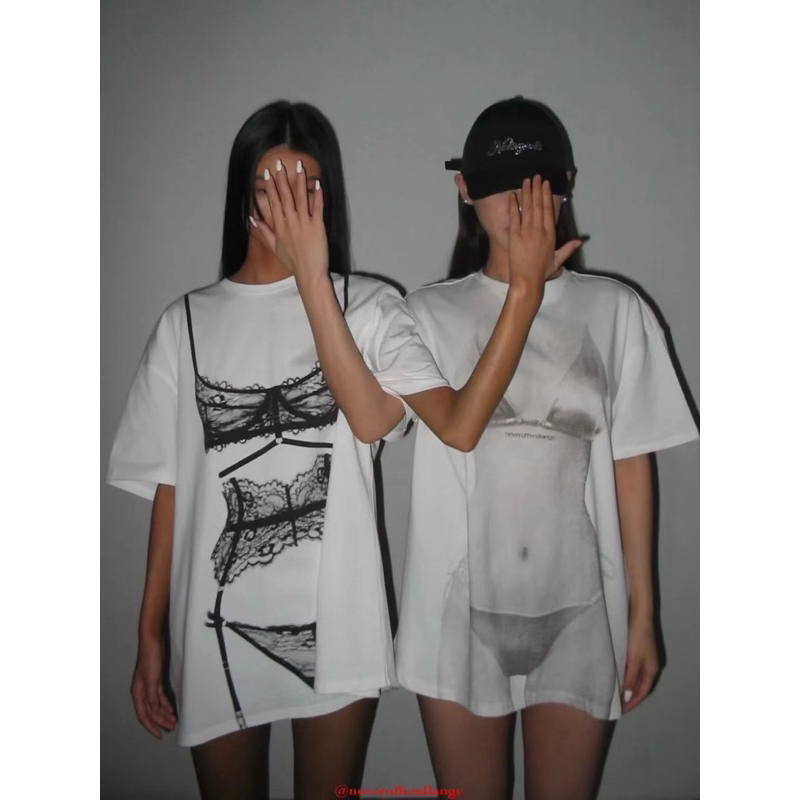 Áo phông nữ rộng in hình bikini phong cách đường phố DoA397