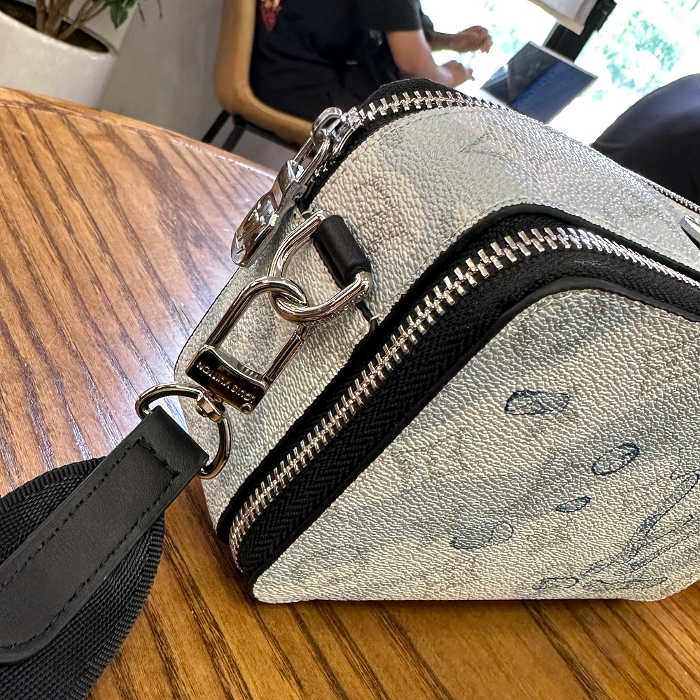 Túi đeo chéo Louis Vuitton Trắng loang Xanh hoa vân LV 2 ngăn khóa size 18.5x11x6.5cm fullbox bill thẻ LA on web