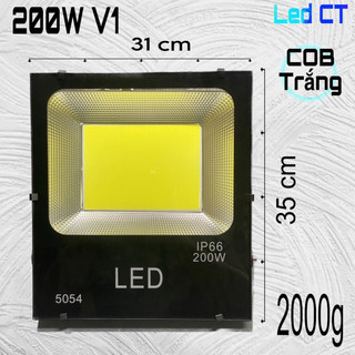 Đèn pha led 200W Thân nhôm (COB) Trắng