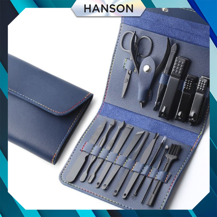 Bộ dụng cụ Hanson Shop chăm sóc móng, chăm sóc cá nhân 16 món # 38 xanh