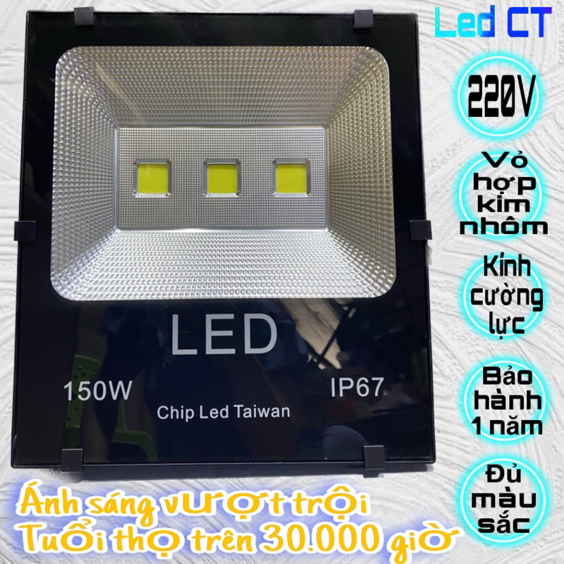 Đèn Pha Led 150W Thân Nhôm (Trắng, Vàng, Xanh dương, Xanh lá, Đỏ)