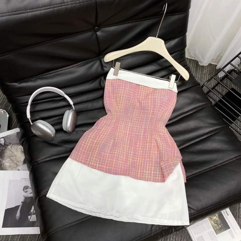 SET VÁY QUÂY Hồng phối chân váy Trắng xinh