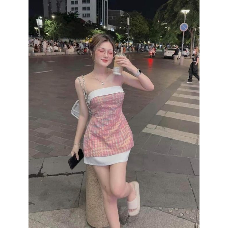 SET VÁY QUÂY Hồng phối chân váy Trắng xinh