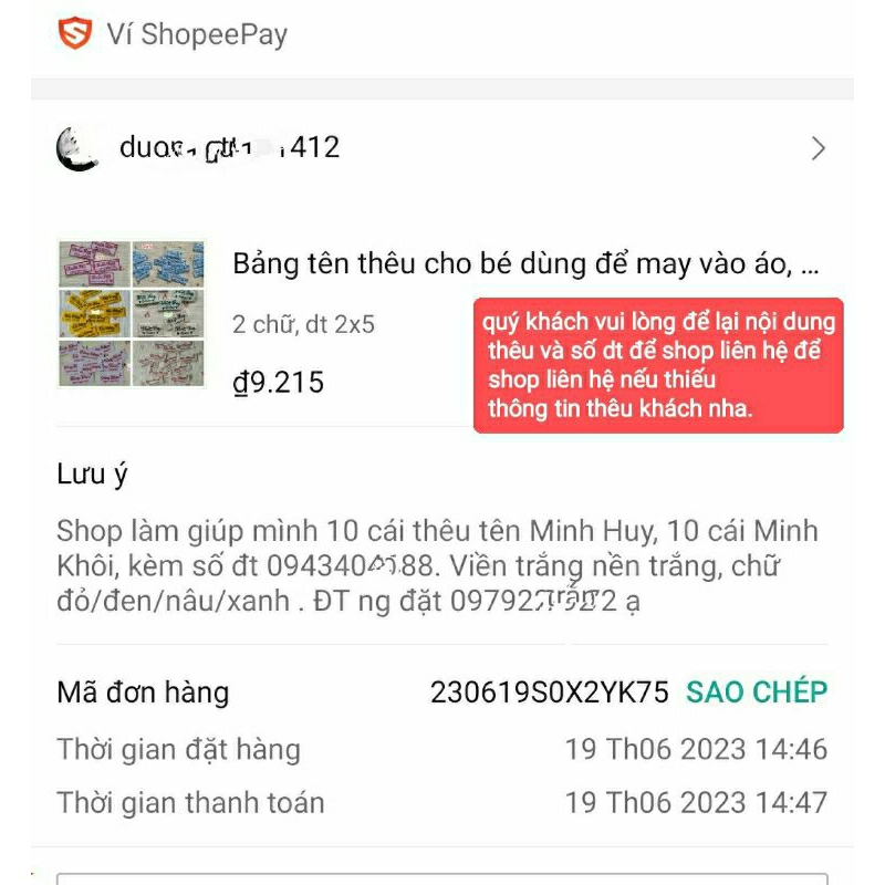 Bảng tên thêu cho bé dùng để may vào áo, quần, cặp, mền, gối .v..v làm từ 1 cái