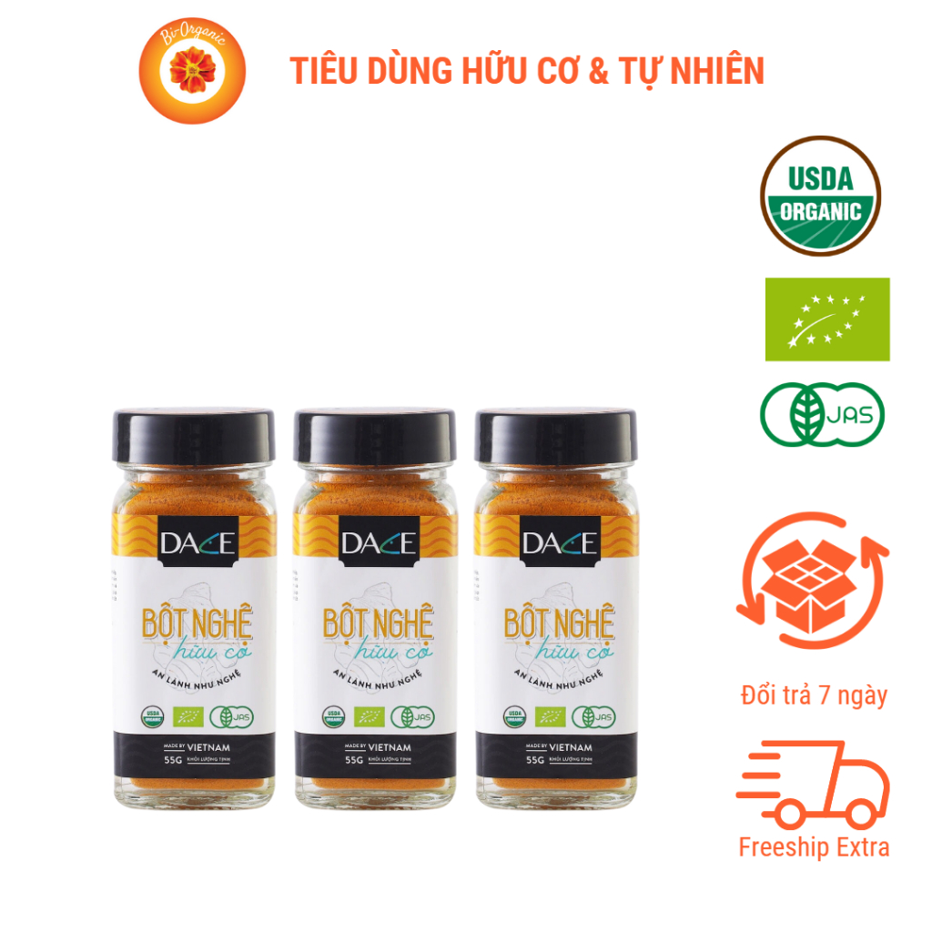 Bột nghệ hữu cơ DACE dùng làm nguyên liệu nấu ăn, gia vị tẩm ướp - Organic turmeric powder