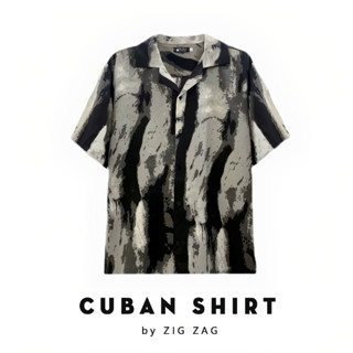 Áo sơ mi nam Cuban Shirt by ZIG ZAG, vải lụa thoáng mát, không nhăn, form regular | Sơ Mi họa tiết vệt loang