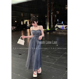 Váy Bò 2 Dây Viền Bèo Lưng Chun