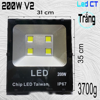 Đèn pha led 200W Thân Nhôm (Trắng, Vàng, Xanh dương, Xanh lá, Đỏ)