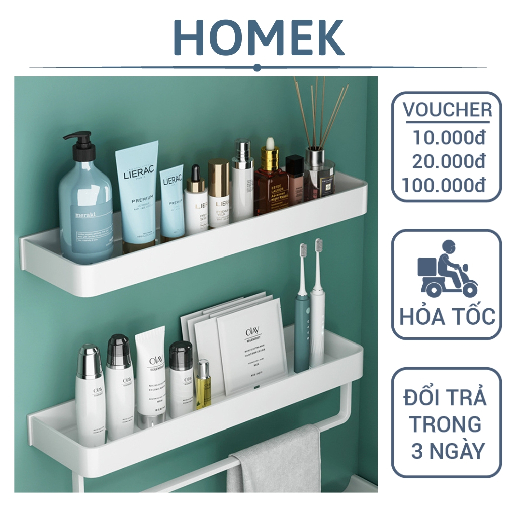 Kệ nhà tắm dán tường HOMEK, Kệ treo tường để đồ, Kệ mỹ phẩm dán tường siêu chắc | BigBuy360 - bigbuy360.vn