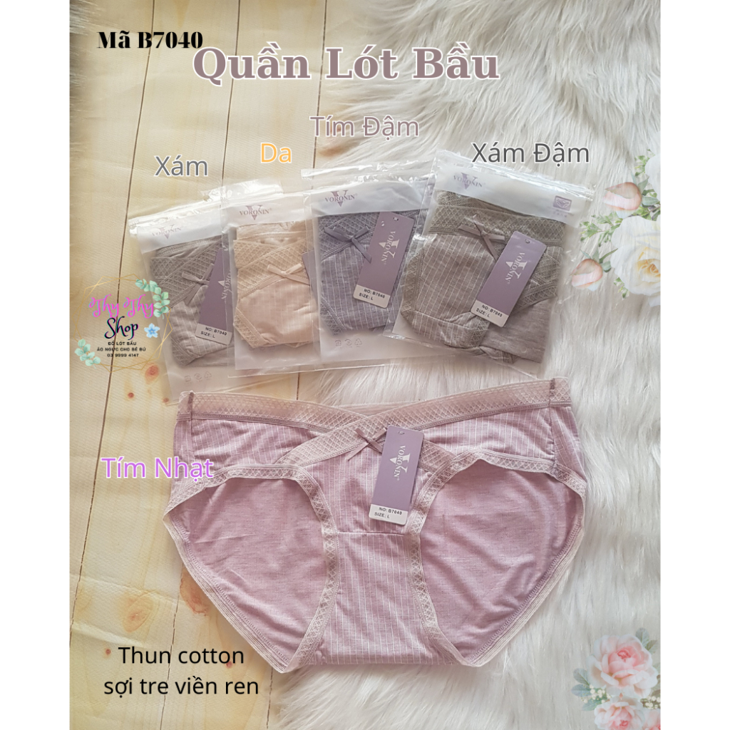 Quần lót bà bầu cạp chéo sợi tre, Quần chip mẹ bầu và sau sinh mềm mại kháng khuẩn Thy Thy Shop B7040