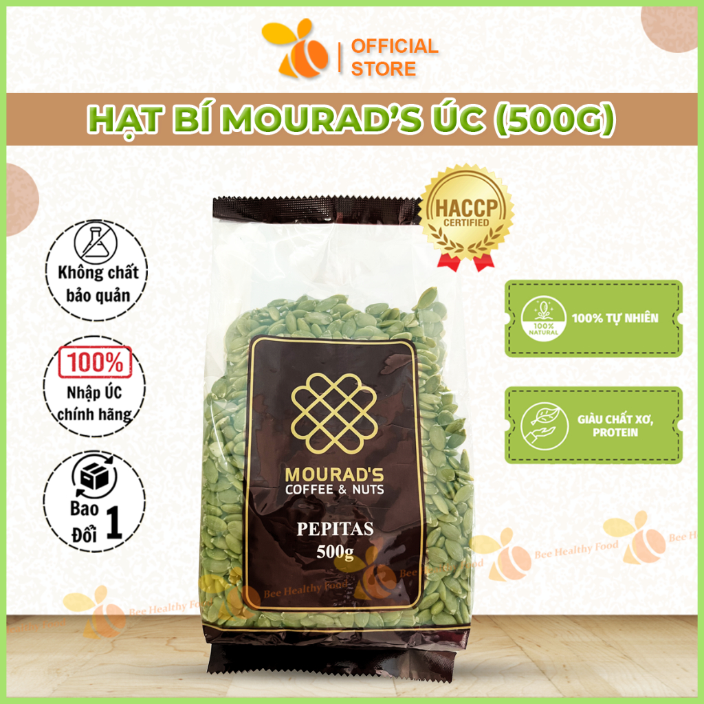 Hạt bí xanh Mourad's Úc tách sẵn vỏ ngon - Hàng Chuẩn Hạt Béo Giòn Loại 1 (500g)