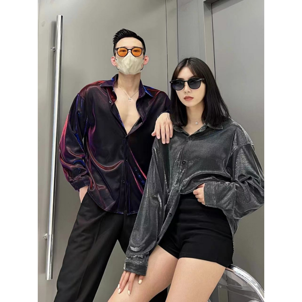 Áo Sơ Mi Lưới Lấp Lánh Thời Trang Badboy Cho Cặp Đôi