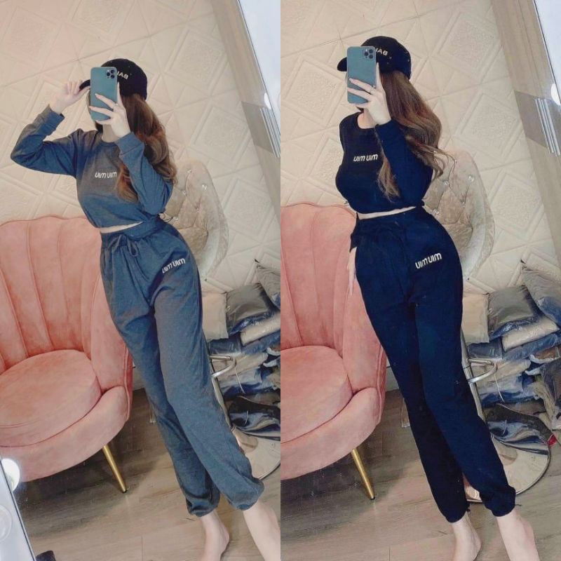 Set thể thao croptop tay dài cá tính ( kèm hình thật )