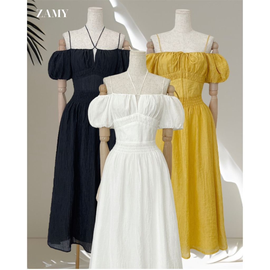 Váy, đầm nữ, maxi trễ vai 2 dây Zamy thiết kế đi chơi, đi tiệc - 1910