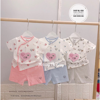 Bộ cộc tay Mommom - Avaler cài lệch sơ sinh