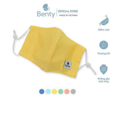 Khẩu trang trẻ em BENTY 2 lớp kháng khuẩn mềm mịn cho bé dưới 2 tuổi, khẩu trang vải cao cấp