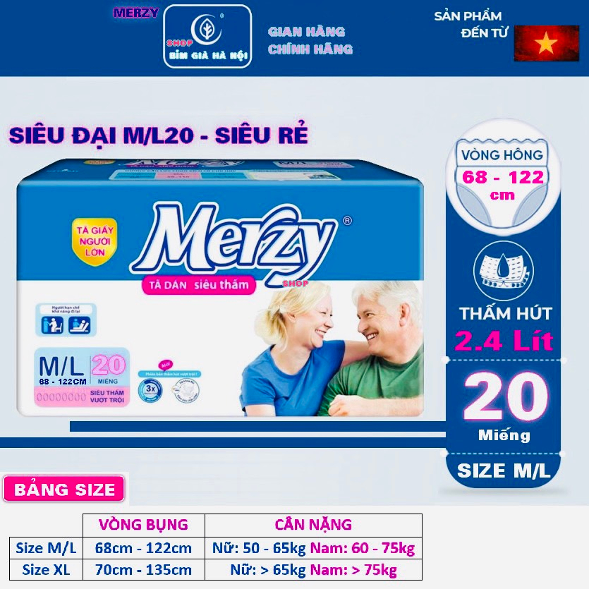 Bỉm già Merzy ML20 miếng. #Tã người lớn Merzy ML20 XL20 miếng siêu thấm hút,  #bỉm merzy #Bỉm già merzy #tã merzy #merzy