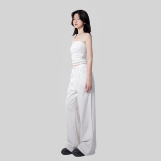 Quần jeans dáng suông basic màu trắng ống rộng Powder JEANS