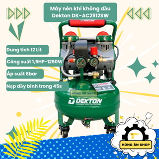 Máy nén khí không dầu 12 Lít Dekton DK-AC2912SW/Công suất 1.5HP/Motor dây đồng/2 piston nạp nhanh