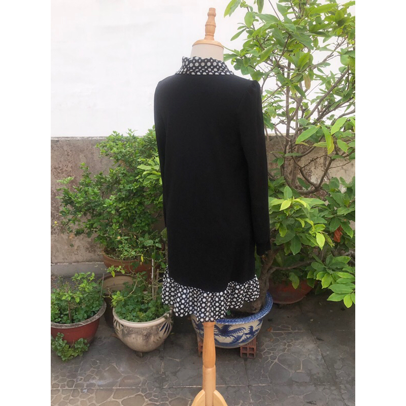 Đầm thun suông đen đuôi cá chấm bi 2hand