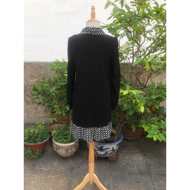 Đầm thun suông đen đuôi cá chấm bi 2hand