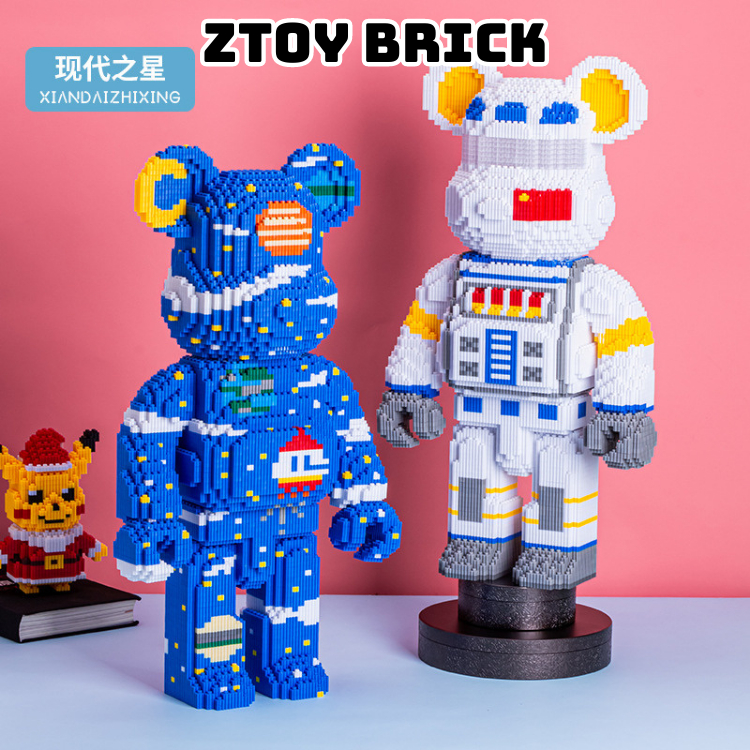 Xếp hình lắp ráp Le go tượng gấu bearbrick cỡ 55cm bear brick XINZAI phi hành gia và vũ trụ trang trí sang trọng