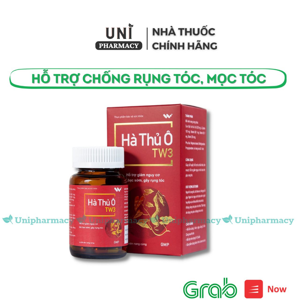 ✅(Chính Hãng) Viên uống HÀ THỦ Ô TW3 - Hỗ trợ giảm nguy cơ tóc bạc sớm, ngăn rụng tóc (Lọ 30v)