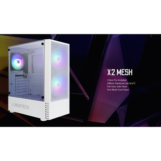 Vỏ Case MONTECH X2 MESH WHITE (SẴN 3 FAN LED)