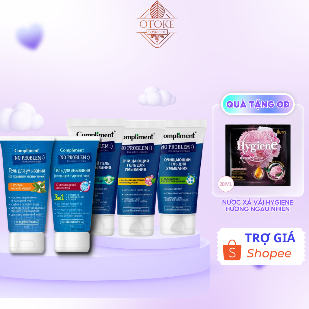 [Chính hãng - Có tem phụ] Sữa rửa mặt Compliment No Problem chứa Salicylic Acid, Tea Tree 200ml