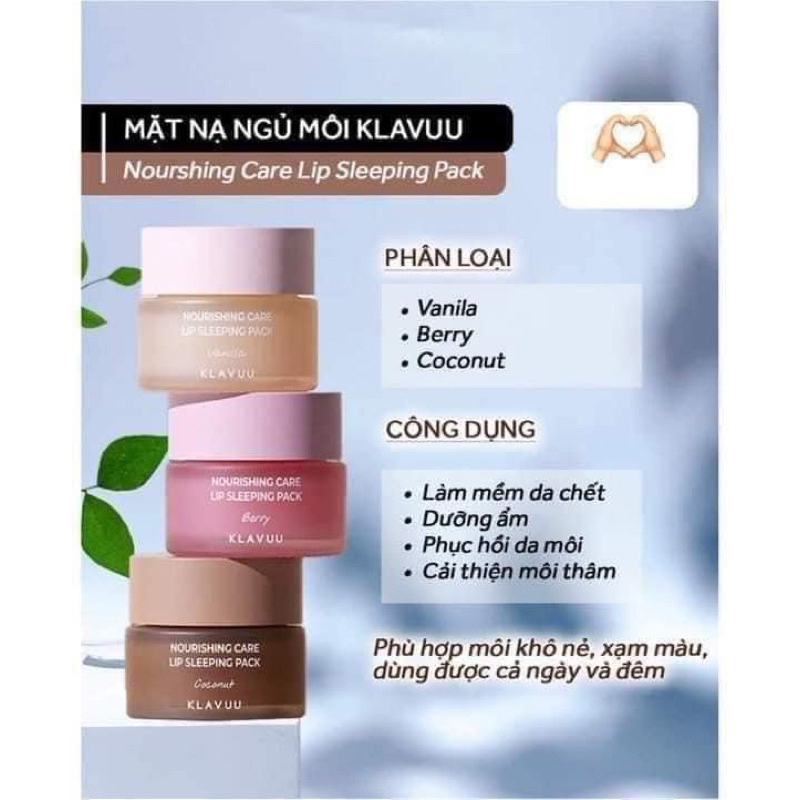 Mặt Nạ Ngủ Dưỡng Môi KLAVUU Nourishing Care Lip Sleeping Pack 20g