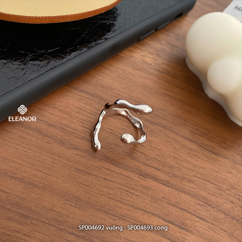 Nhẫn nữ hở bạc 925 Eleanor Accessories viền cong đính ngọc trai nhân tạo phụ kiện trang sức 4692