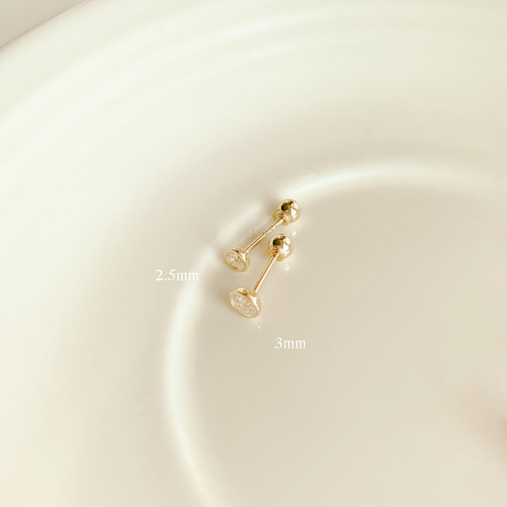 Khuyên tai Bezel Vàng14K - Enuf Jewelry