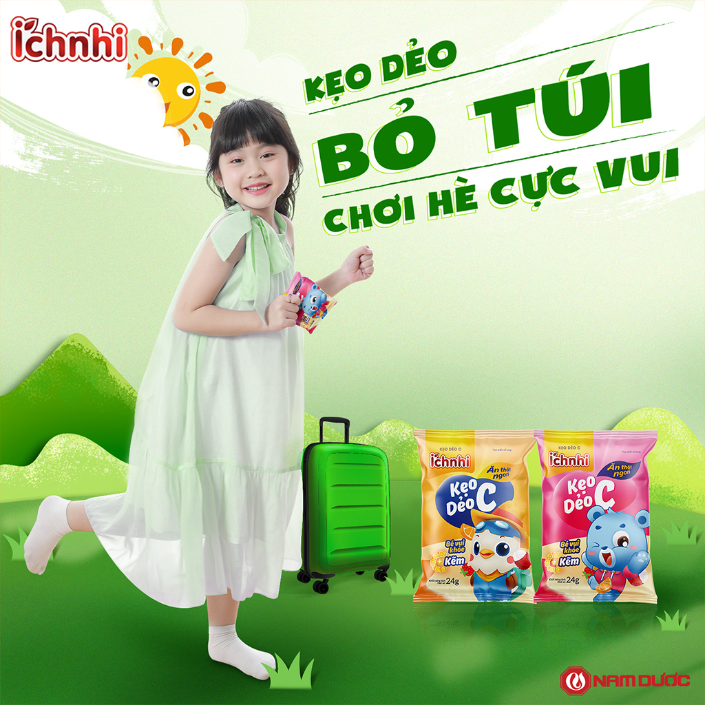 Kẹo dẻo C Ích Nhi (dây 10 gói) bổ sung Kẽm giúp bé ăn ngon, tăng cường đề kháng và phát triển thể chất, trí não