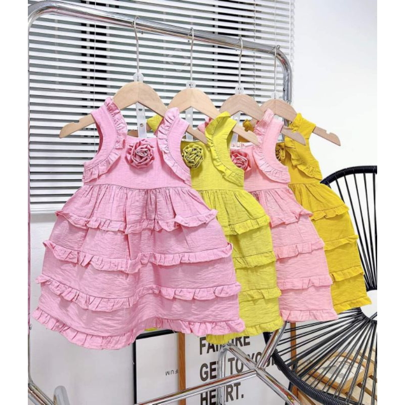 Váy bé gái - Váy 2 dây tầng bèo điệu xinh size 8-16kg