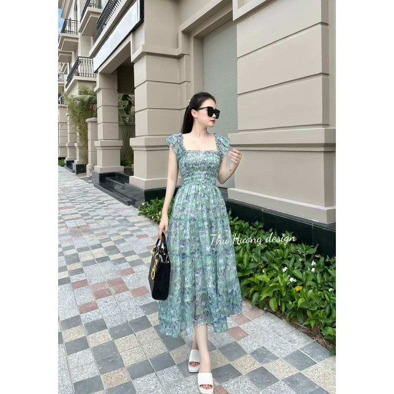 Đầm xoè voan hoa TRIPBLE T DRESS có lót siêu xinh - Free size dưới 54kg