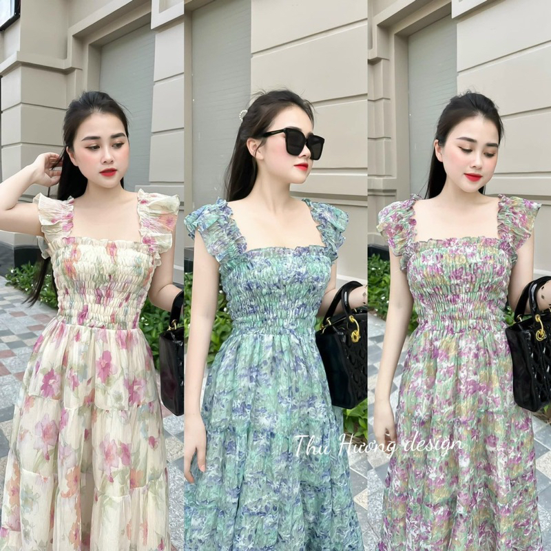 Đầm xoè voan hoa TRIPBLE T DRESS có lót siêu xinh - Free size dưới 54kg